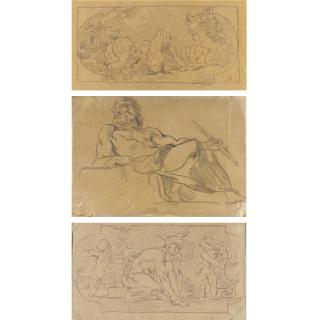 Eugène Delacroix - A Study For The Orpheus Group In The Peers\' Library And Two Studies For Mercury And Mars From The Salon De La Paix: Three Drawings