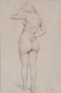 Eugene Delacroix - Académie de femme nue vue de dos