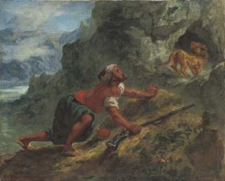 Eugène Delacroix - Arab Stalking A Lion