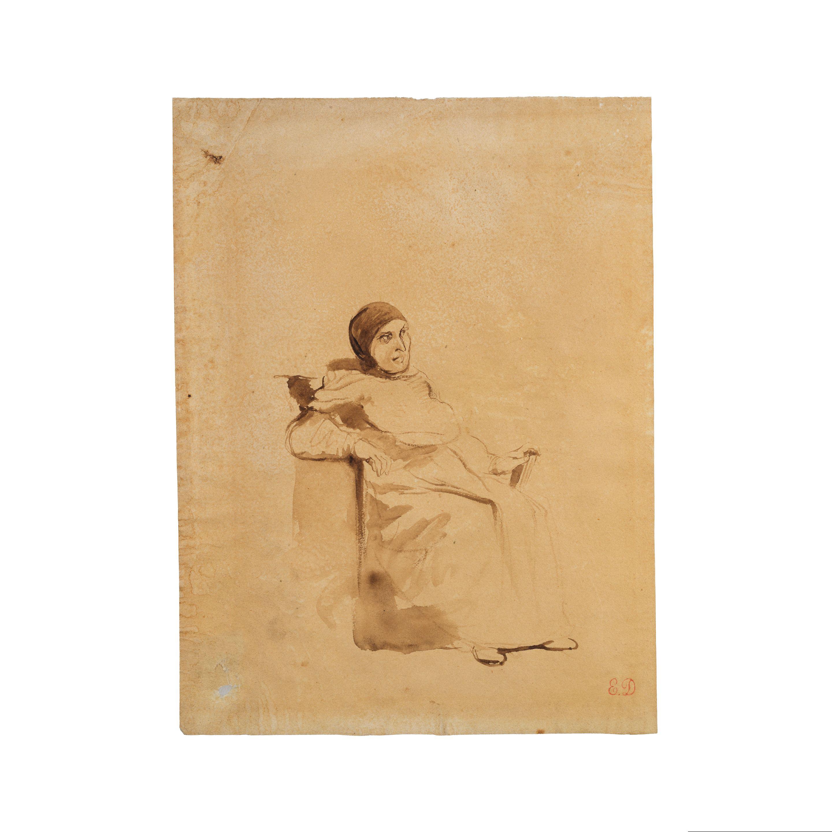 Eugène Delacroix - Etude d\'un ecclésiastique assis en costume Renaissance