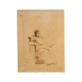 Eugène Delacroix - Etude d\'un ecclésiastique assis en costume Renaissance