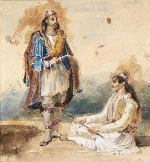 Eugène Delacroix - Study of two Greeks