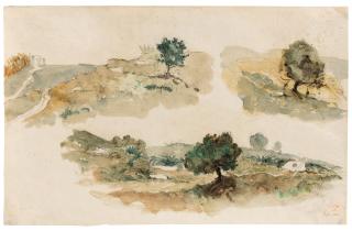 Eugène Delacroix - Trois Études De Paysages Marocains