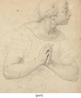 Eugene Deveria - Jeune Femme Tournée Vers La Droite, Les Mains Jointes