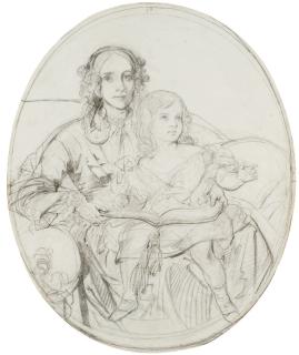 Eugene Deveria - Portrait De La Femme De L\'Artiste Et De Sa Fille