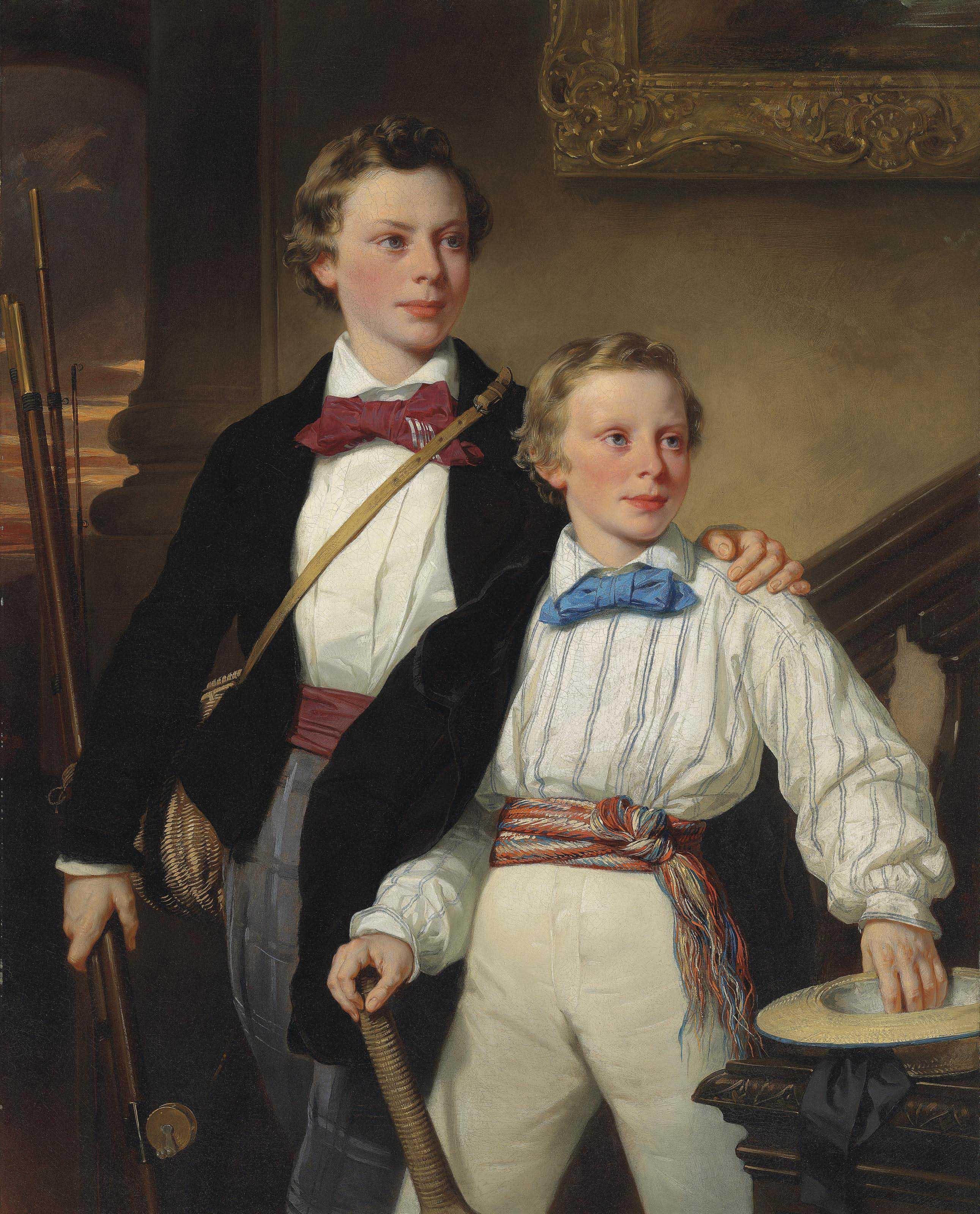 Eugène Devéria - The Reluctant Scholars- Portraits of Mr. G. Barber\'s Sons