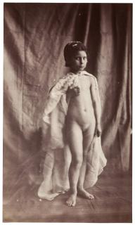 Eugène Durieu - Untitled (Nude girl wearing cape), c. 1850–1855