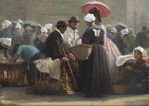 Eugène Feyen - Morning banter at the market