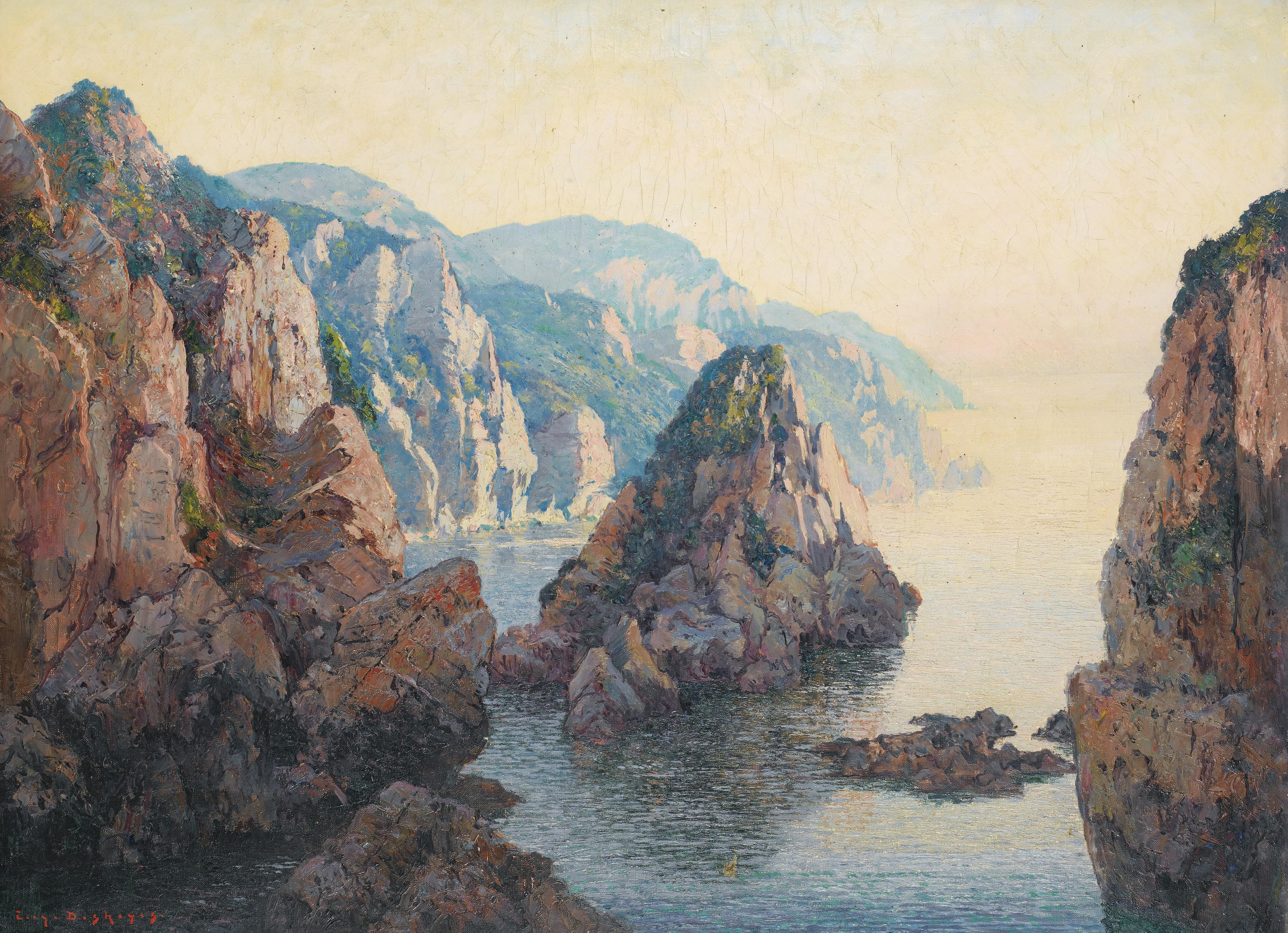 Eugène-François-Adolphe Deshayes - Calanques Vers Bougieeugène-François-Adolphe Deshayes ; Calanques Near Bougie In Algeria ; Signed Lower Left ; Oil On Canvas