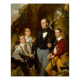 Eugène-François-Marie-Joseph Devéria - Portrait Of Laurence Davidson And His Three Sons