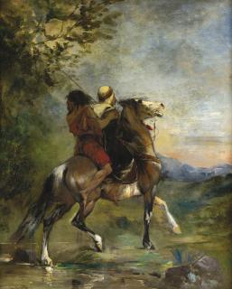 Eugène Fromentin - Arab À Cheval Portant En Croupe Un Fou