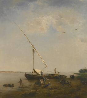 Eugène Fromentin - French felucca Au Bord Du Nil
