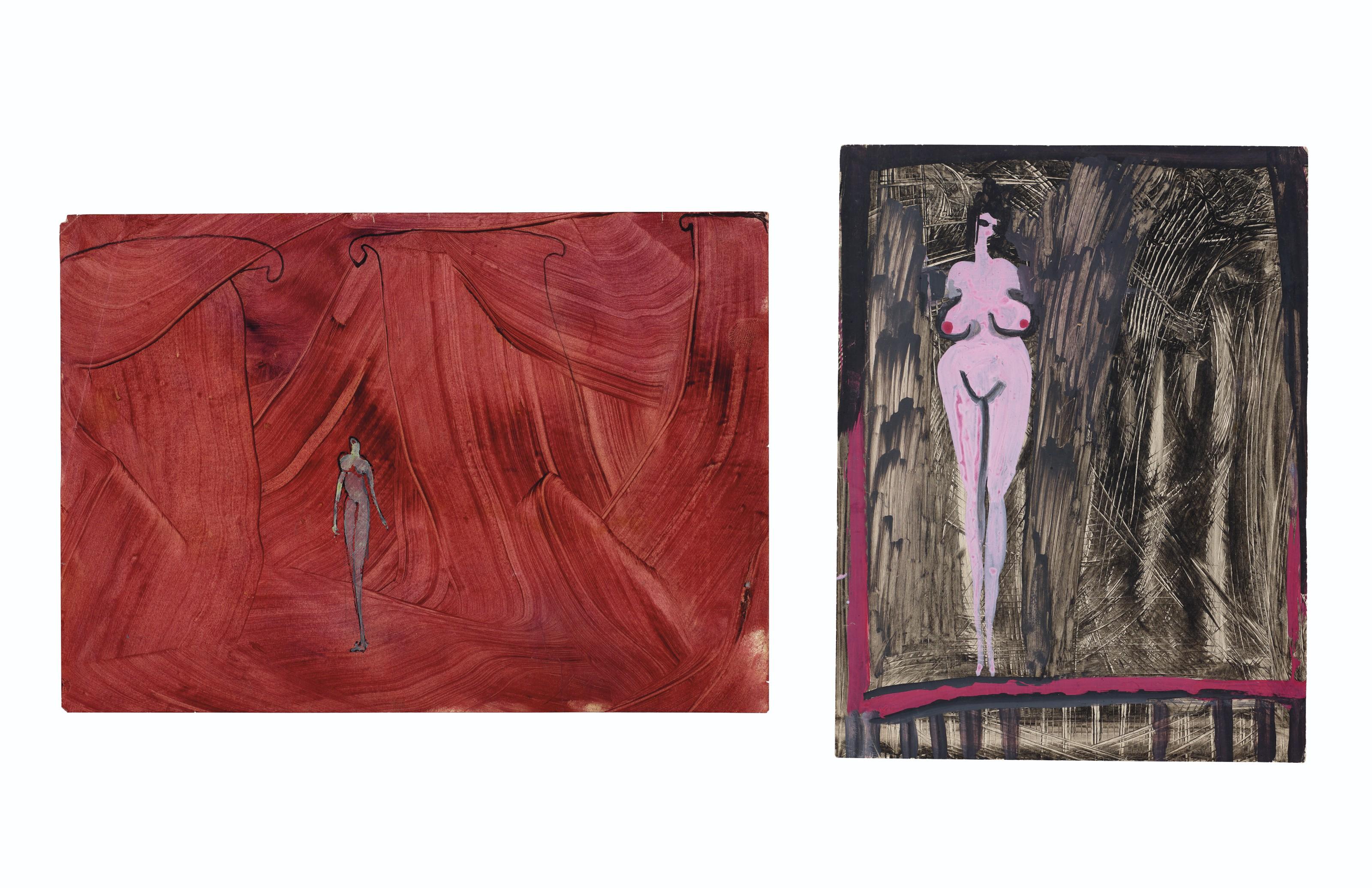 Eugene Gabritschevsky - Two Works (Woman on Red; Woman on Black), mid 1950s
