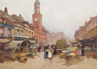 Eugene Galien-Laloue - A bustling market
