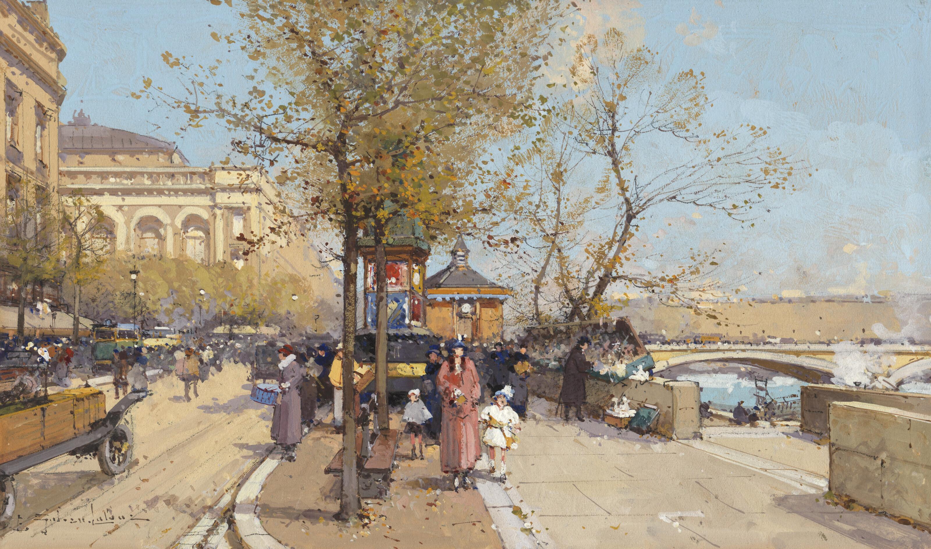 Eugène Galien-Laloue - A stroll by the Seine
