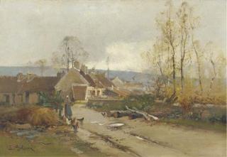 Eugène Galien-Laloue - Autumn: on the outskirts of a village