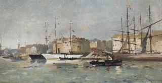 Eugène Galien-Laloue - Boats in a French port
