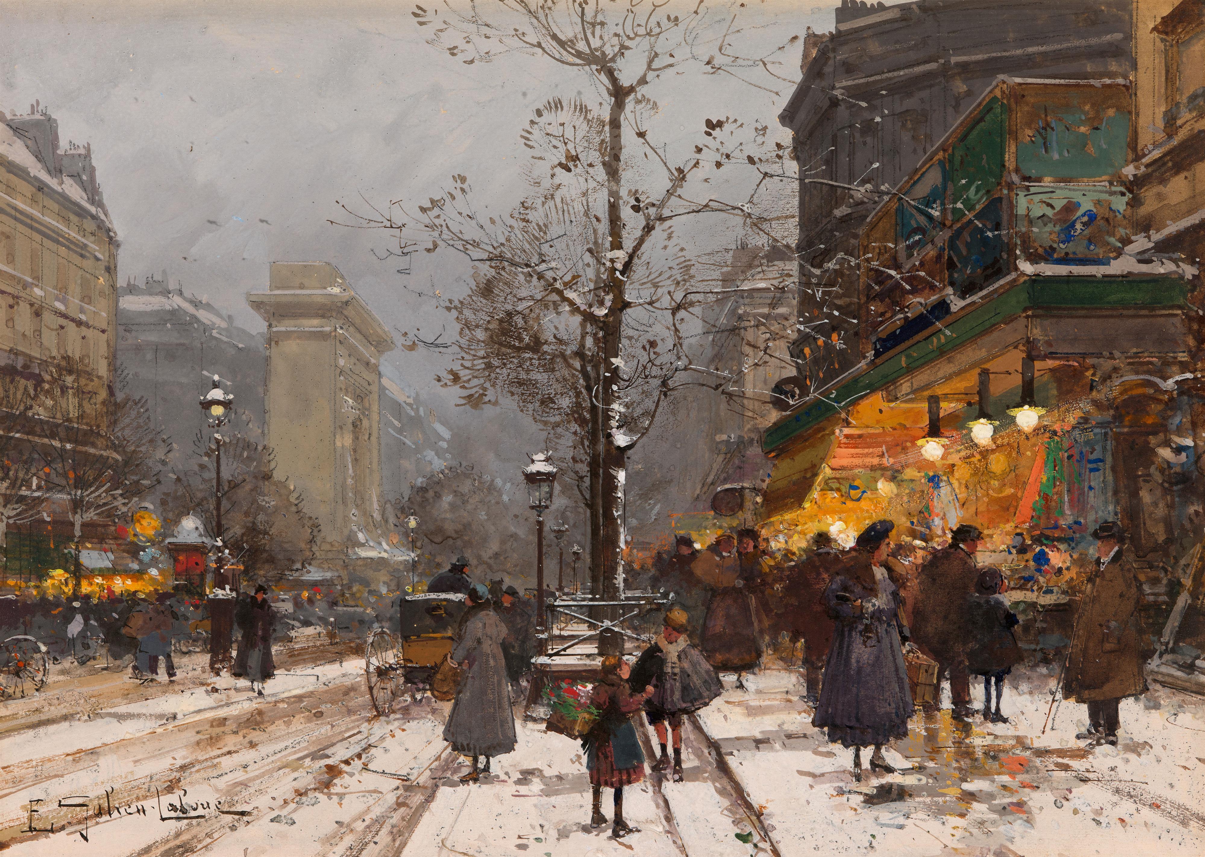 Eugène Galien-Laloue - Boulevard Bonne - Nouvelle sous la neige