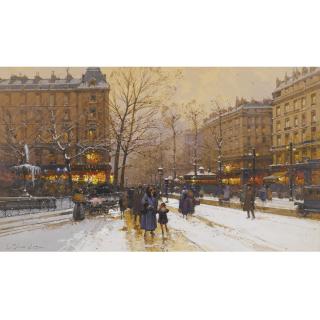 Eugène Galien-Laloue - Boulevard Parisien, Sous La Neige
