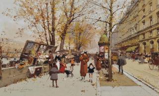 Eugène Galien-Laloue - Bouquinistes sur la Seine