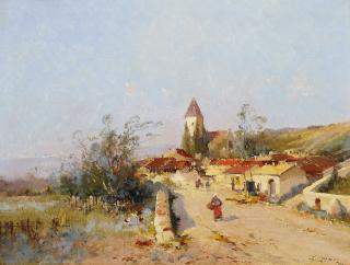 Eugène Galien-Laloue - Dorfstraße in Frankreich