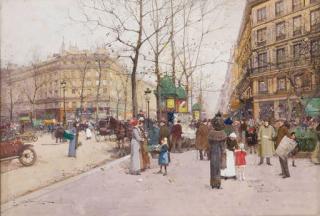 Eugène Galien-Laloue - Elégantes sur les Grands Boulevards Parisiens