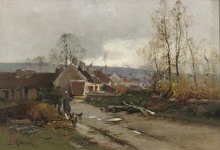 Eugène Galien-Laloue - Feeding the chickens