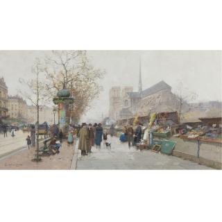 Eugène Galien-Laloue - French Bouquinistes On Le Quai De Tournelle, Paris