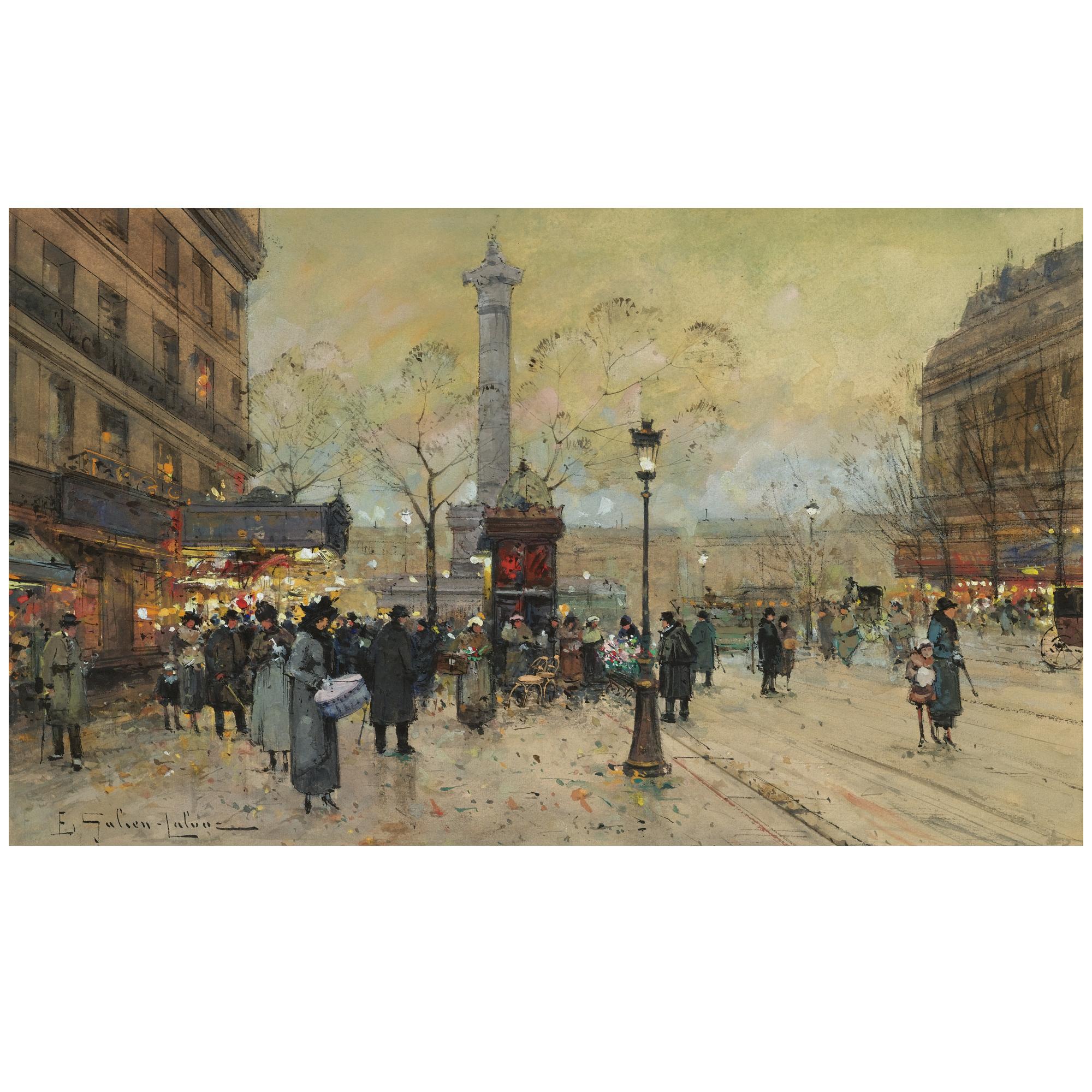 French La Place De La Bastille by Eugène Galien-Laloue | Art.Salon