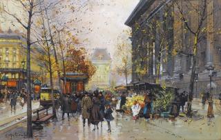 Eugène Galien-Laloue - French le Marché Aux Fleurs, La Madeleine
