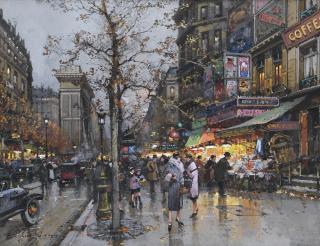 Eugene Galien-Laloue - French paris, La Porte Saint Martin