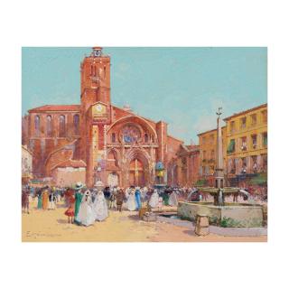 Eugene Galien-Laloue - La Cathédrale de Saint-Étienne à Toulouse, le jour de la première communion