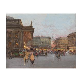 Eugene Galien-Laloue - La place de la Comédie à Bordeaux, au coucher du Soleil