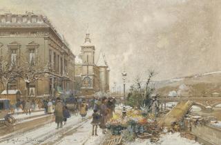 Eugène Galien-Laloue - Le Marché aux fleurs