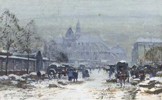Eugène Galien-Laloue - Les halles aux fleurs, Paris