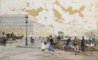 Eugène Galien-Laloue - Une vue du Châtelet pris depuis le Pont au Change, Paris