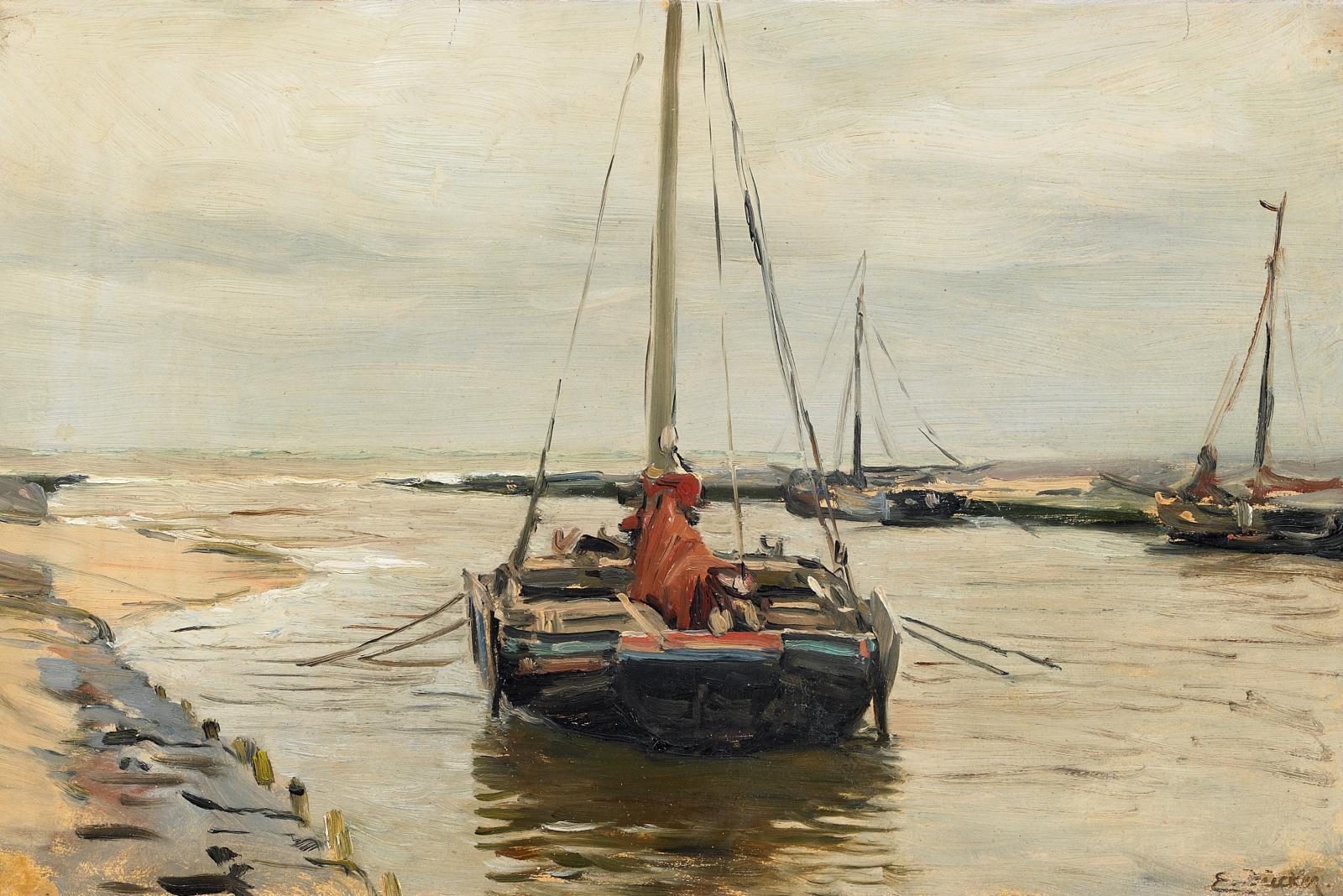Eugène Gustav Dücker - Fischerboote im Hafen