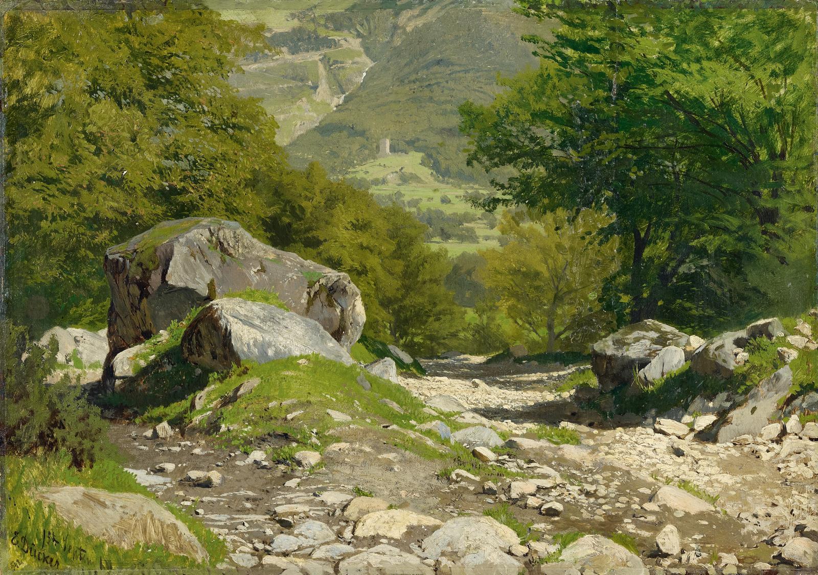 Eugène Gustav Dücker - Sommerliche Gebirgslandschaft