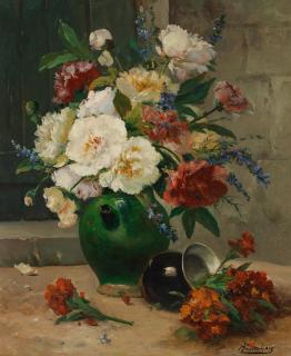 Eugène Henri Cauchois - Bouquet de fleurs d\'été
