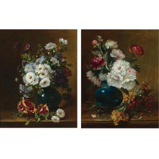 Eugène-Henri Cauchois - French Floral Still Lifes (A Pair)