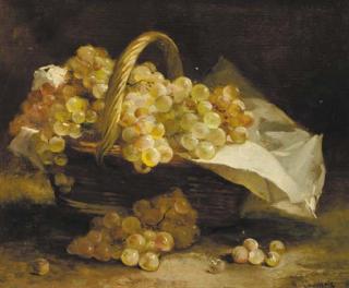 Eugène-Henri Cauchois - Grapes in a wicker basket