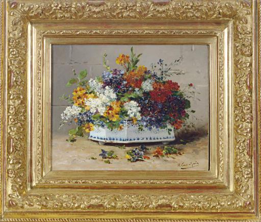 Eugène Henri Cauchois - Wild flowers in a bough pot