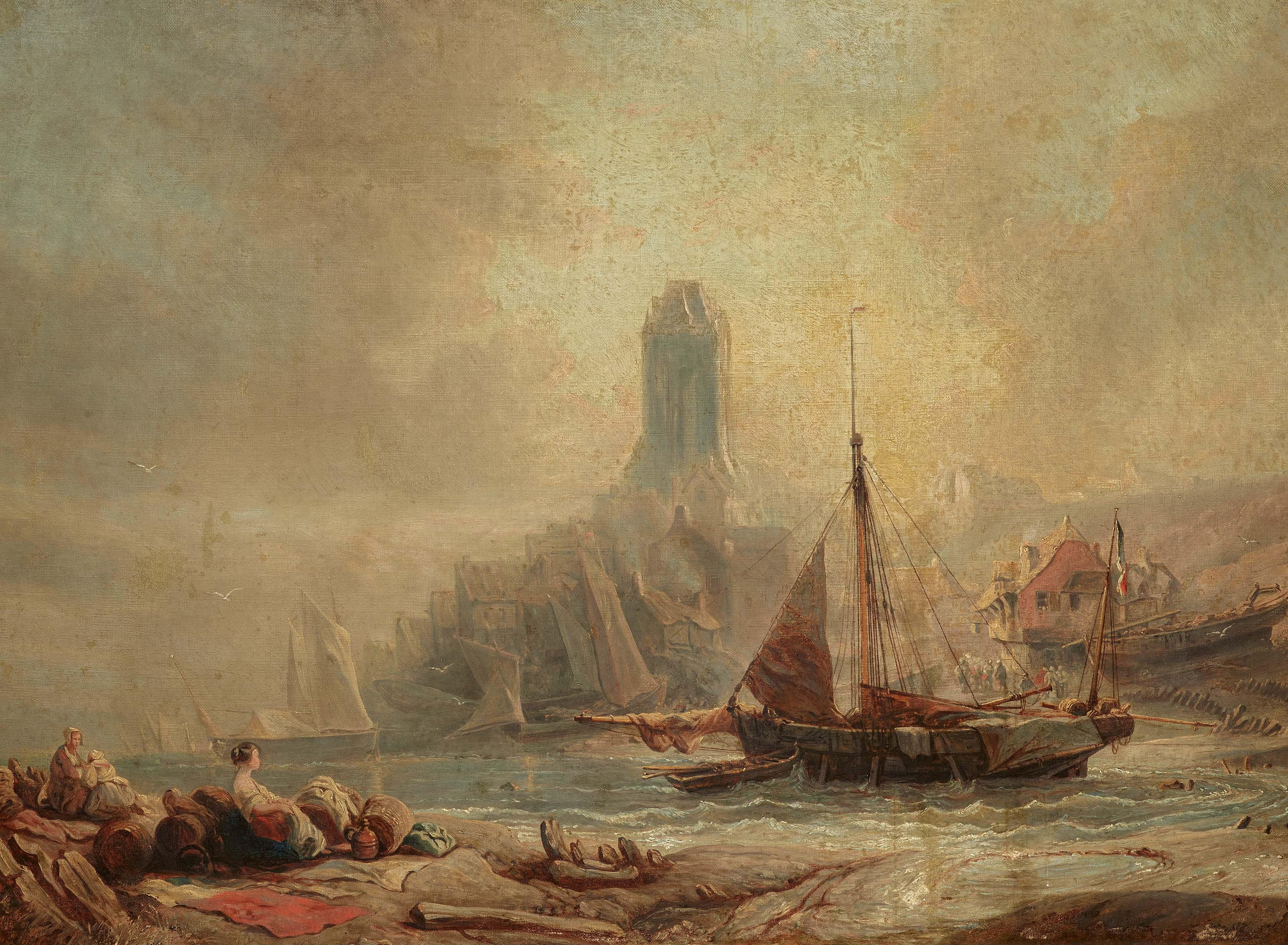 Eugène Isabey - Französisches Fischerdorf.