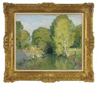 Eugène Jacques Schlumberger - Percheur au Bord de la Rivière