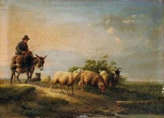 Eugène Joseph Verboeckhoven - A shepherd and his flock