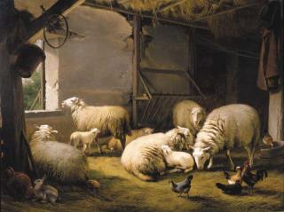 Eugène Joseph Verboeckhoven - A stable interior