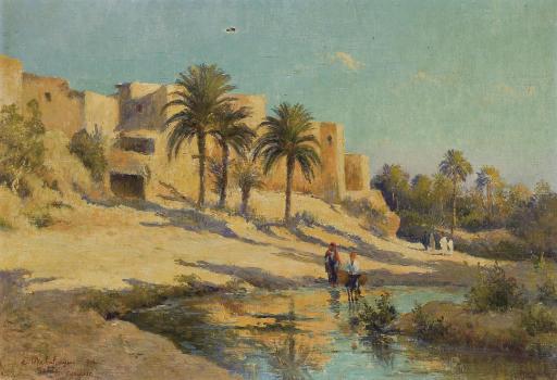 Eugene Jules Delahogue - Oasis À Gabès, Tunisie