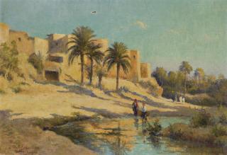 Eugene Jules Delahogue - Oasis À Gabès, Tunisie