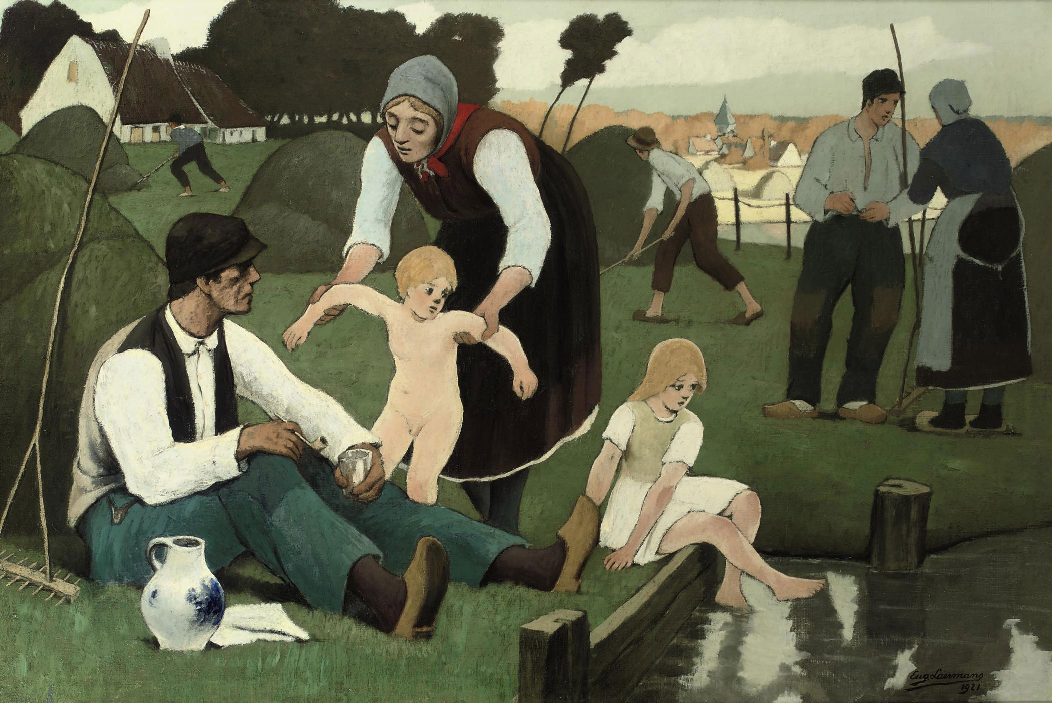 Eugène Laermans - Dans les foins: hay making