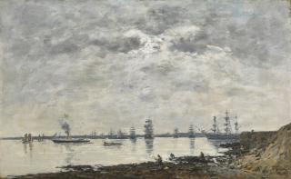 Eugène Louis Boudin - Brest, bateaux dans la rade
